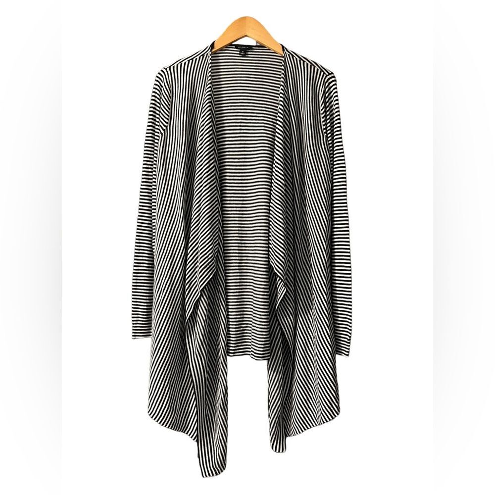 Ann Taylor♡ Small stripe open front wool blend waterfall cardigan